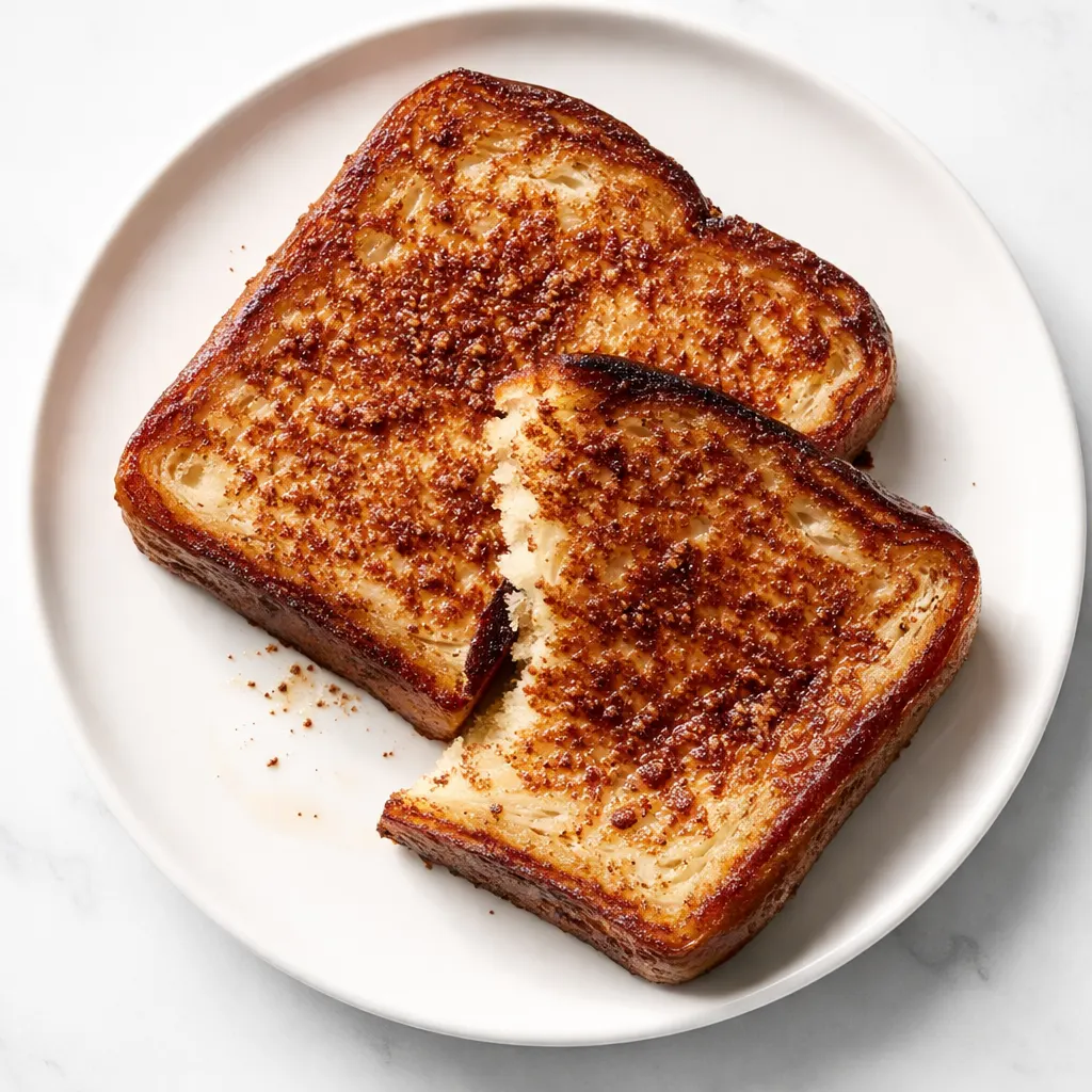 Golden-brown protein French toast slices dusted with cinnamon and topped with fresh berries, a healthy anabolic version