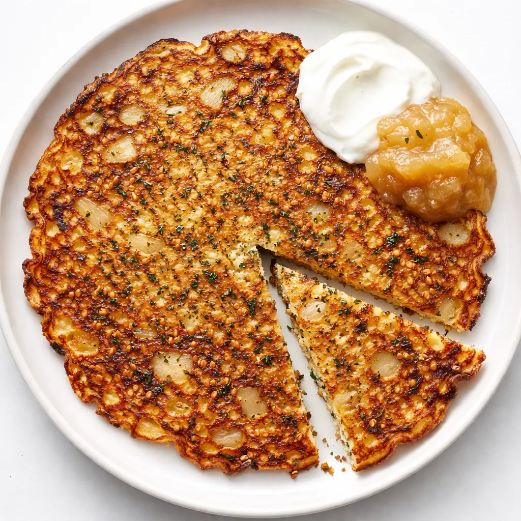 Golden brown savory red lentil pancakes sizzling in a pan with crispy edges and a tender center