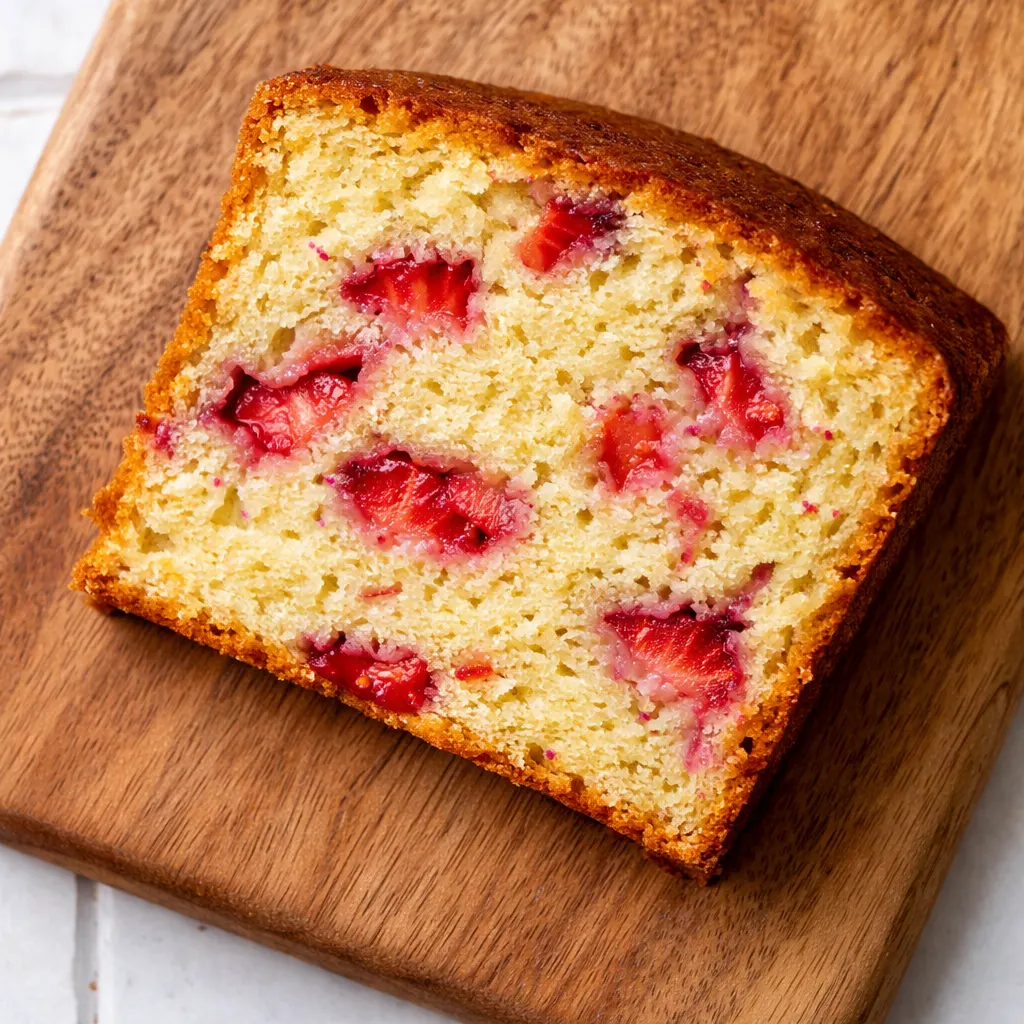Fresh strawberries and lemon zest folded into thick yogurt batter for moist strawberry lemon yogurt cake, showing creamy texture and vibrant colors.