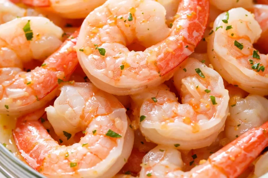 Vibrant shrimp ceviche in a glass bowl with fresh cilantro, diced avocado, and red onion, marinated in citrus juices – bright and fresh.