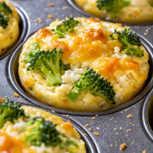 Fluffy broccoli cottage cheese egg muffins piled on a plate, golden brown tops with visible green broccoli pieces and melted cheese spots.