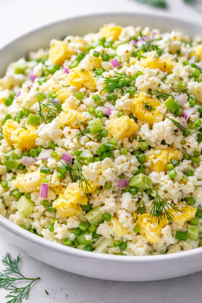 Creamy cottage cheese egg salad on toasted sourdough bread with fresh dill and paprika garnish, showing a hearty, satisfying texture.