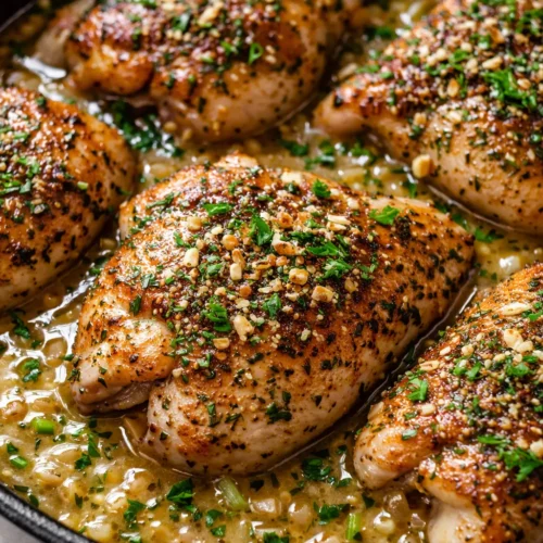 Creamy ranch chicken with a golden-brown crust and smooth tangy sauce, garnished with fresh chives