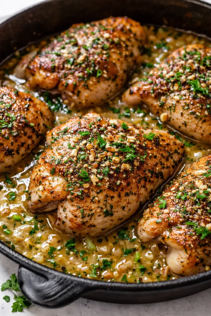 Creamy ranch chicken with a golden-brown crust and smooth tangy sauce, garnished with fresh chives