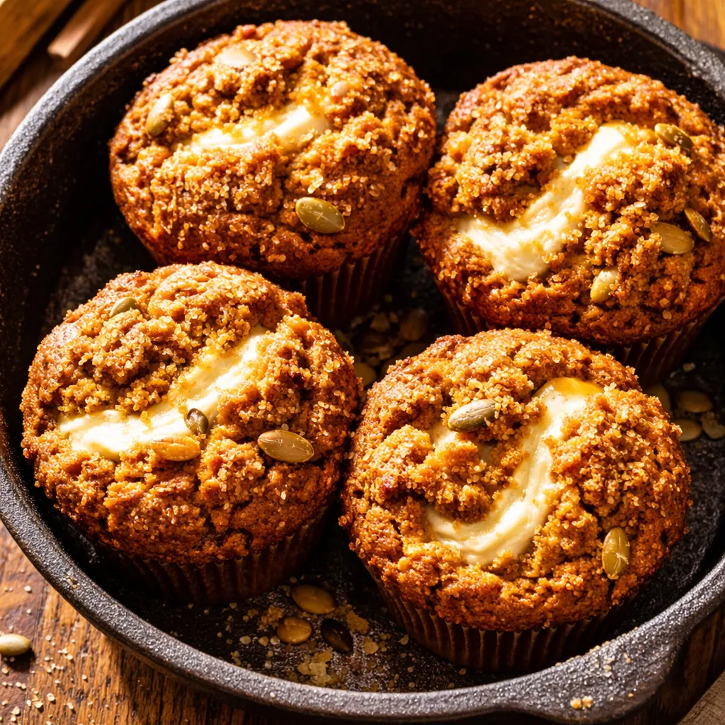 Pumpkin Cream Cheese Swirl Muffins That Don't Sink in the Middle — Finally process photo