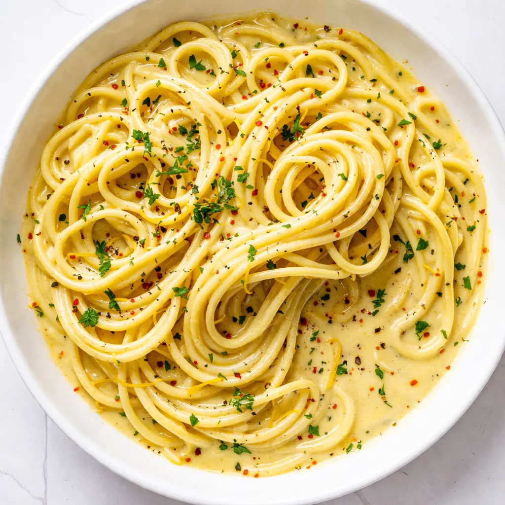Sizzling minced garlic and butter in a pan with fresh lemon zest, creating a creamy lemon butter garlic pasta sauce base.