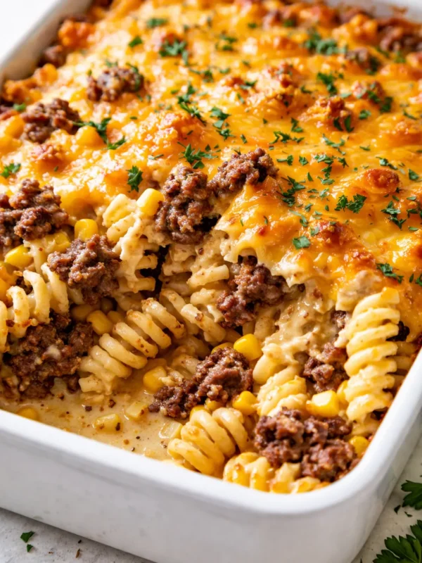 Loaded Cheddar Ranch Beef and Sweet Corn Rotini Bake That Tastes Like Friday Night — in 45 Minutes