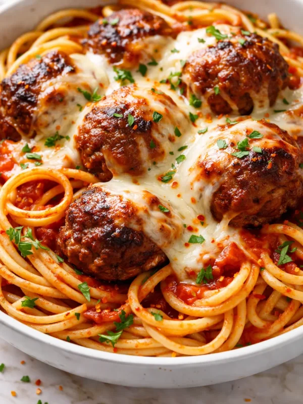 Meatball Cheesy Pasta That’s the Best Kind of Weeknight Mess