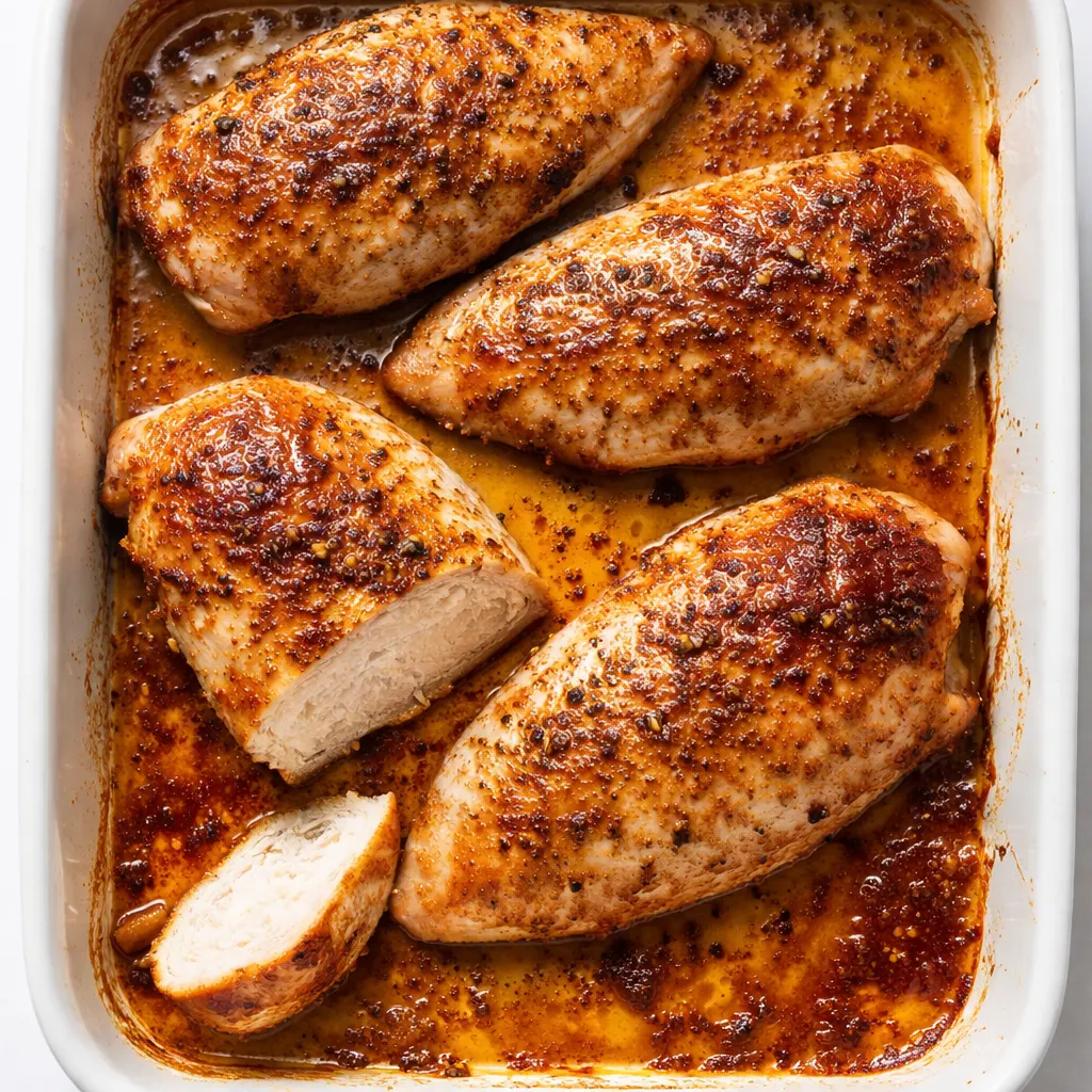 Juicy sour cream and onion chicken simmering in a creamy sauce with caramelized onions in a skillet.