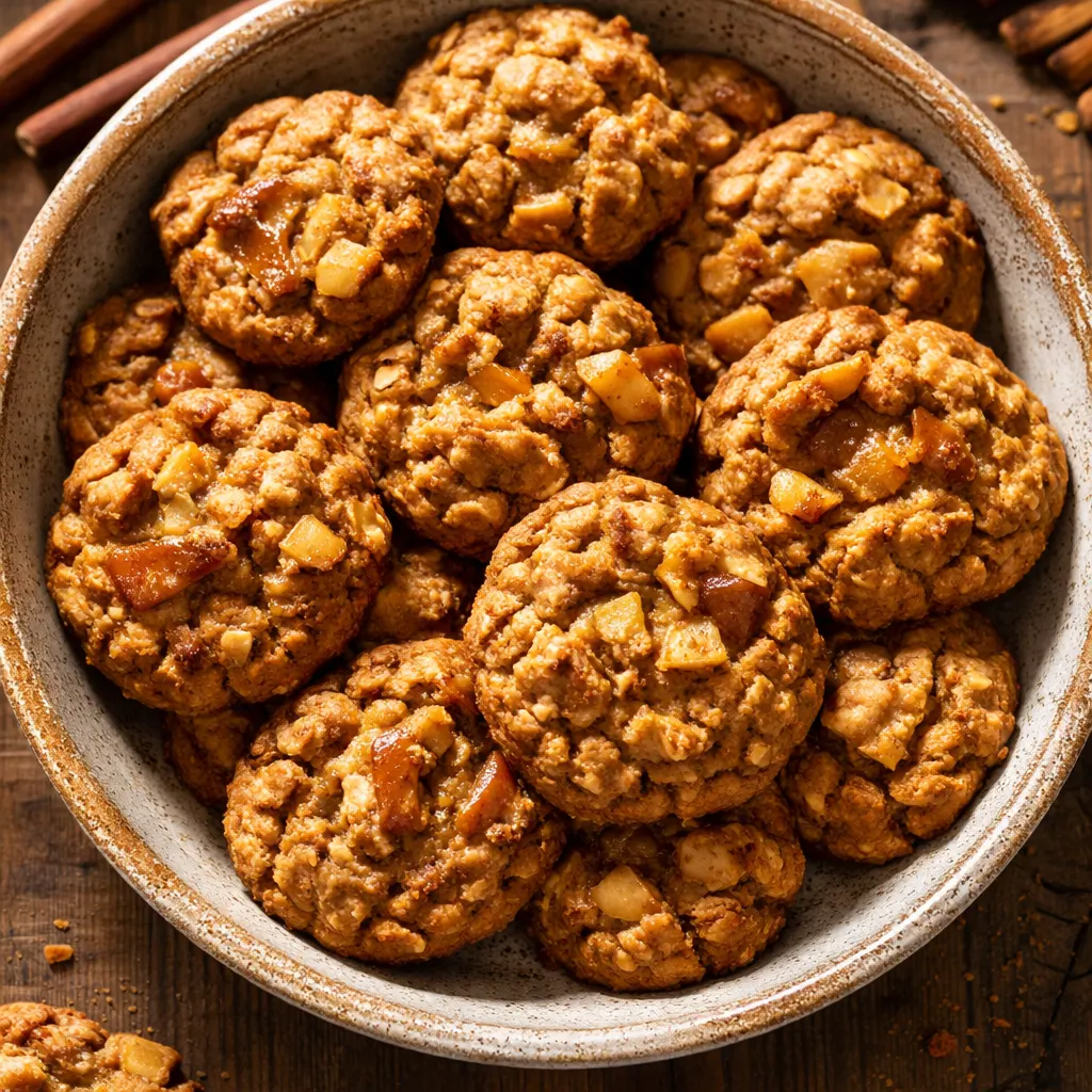 Hand drizzling salted caramel over fresh caramel apple cookies, showing golden sauce and soft chewy texture