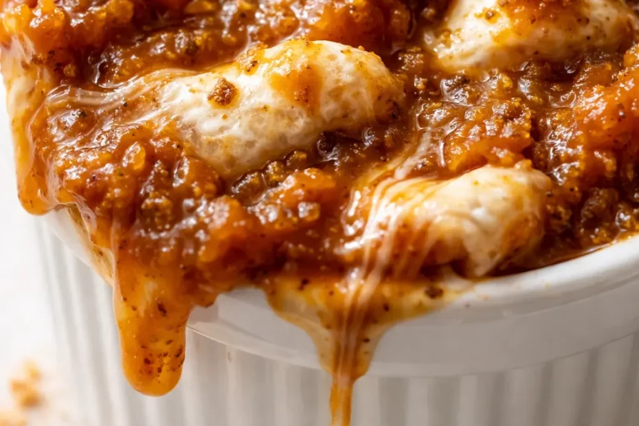Thick glossy pumpkin marshmallow sauce in a glass jar, showing rich orange-brown color and smooth texture