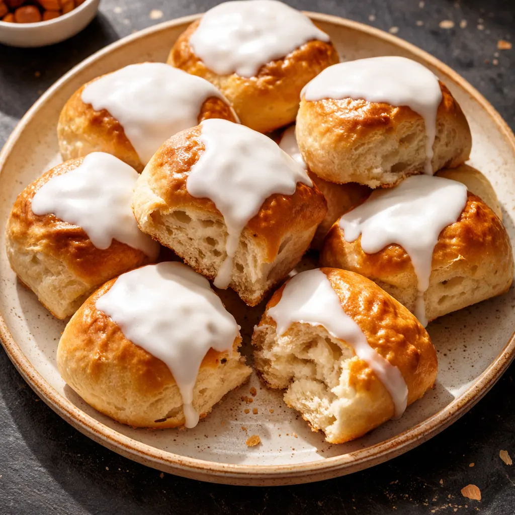 Soft dough balls shaped for Brave Iced Buns, smooth and pillowy on a floured baking tray
