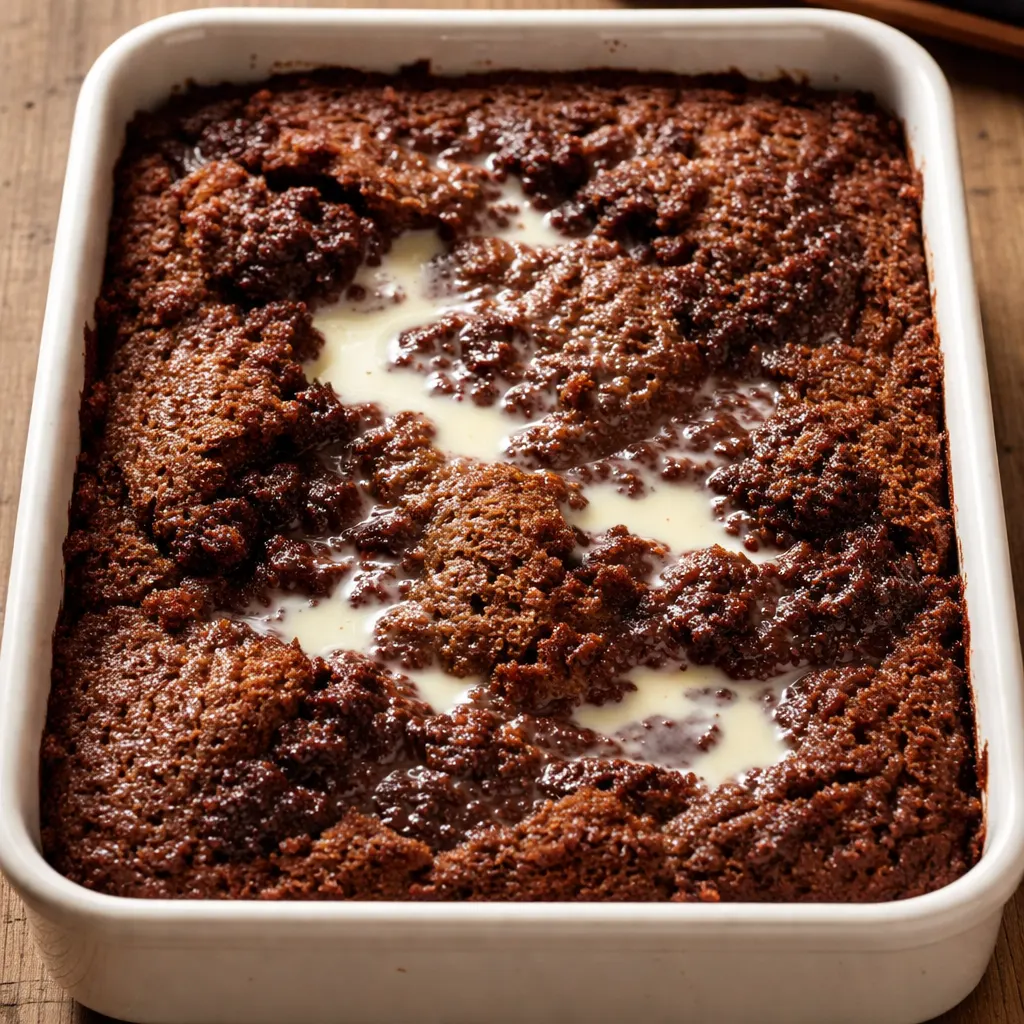 Dark chocolate tres leches cake being soaked with creamy milk mixture, revealing spongy texture and glossy sheen