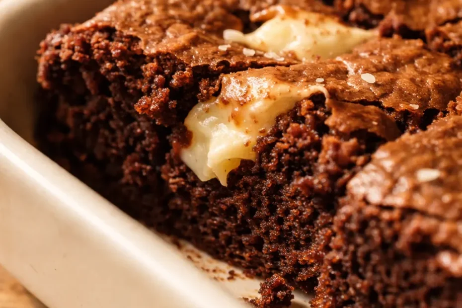 Golden white chocolate brownies cut into squares, showing a creamy crackly top and gooey texture