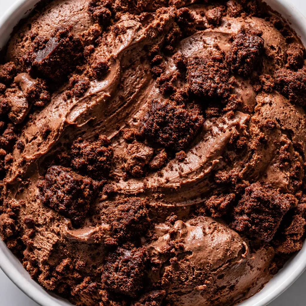 Mixing chocolate milk and protein powder in a Ninja Creami pint for brownie batter protein ice cream, rich and creamy