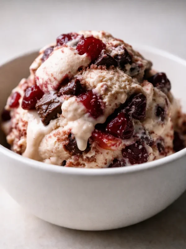 Cherry Vanilla Ice Cream with chocolate chunks